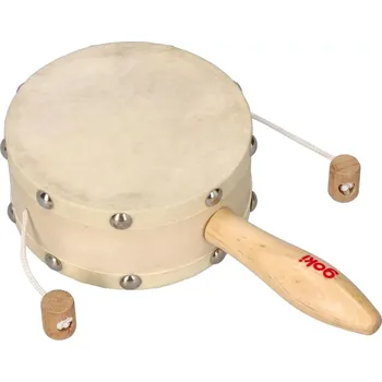 Hudební nástroj pro děti Goki bubínek s rukojetí duhový