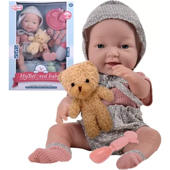 Panenka Panenka miminko 36 cm s oblečkem, medvídkem a krmícími doplňky WOOPIE ROYAL