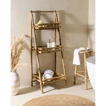 police Police z přírodního bambusu do koupelny 3 police skládací dekorativní moderní skandinávský styl Beliani