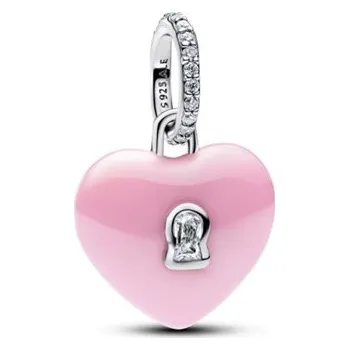Přívěsek Visací přívěsek PANDORA Růžový srdcový zámek 794424C01