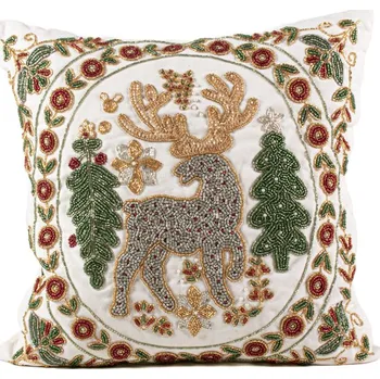 Ručně vyšívaný bavlněný polštář 45x45 sobí tanec