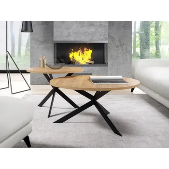 Konferenční stolek MOB Set 2 konferenčních stolků Rokelas (dub craft zlatý + černá)