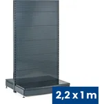 B2B Partner Prodejní regál oboustranný, perfo stěny, 2200 x 1000 x 900 mm, základní, antracit