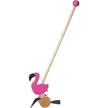 Dřevěná hračka Dřevěné tlačítko flamingo na tyči nature planet