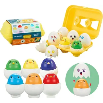 Dřevěná hračka Dětská Skládačka Sorter Montessori Veselí Kuřátka 6ks