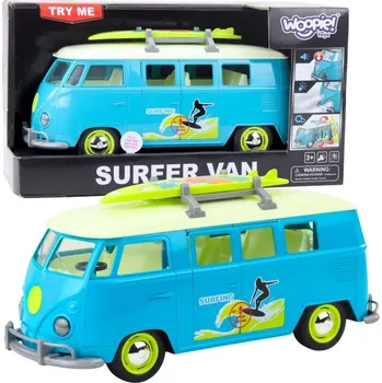 autíčko Klasický surf bus WOOPIE s osvětlením a zvukem – modrobílý model