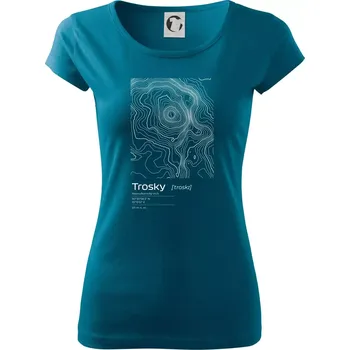 Dámské tričko Trosky - vrstevnice v obdélníku - Dámské triko Pure - M ( Petrolejová )
