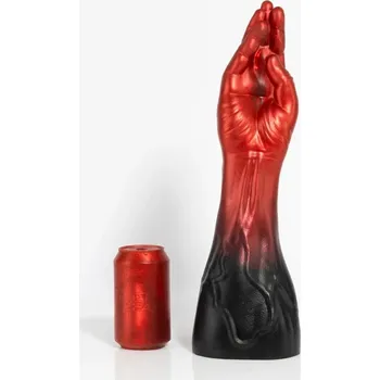 Dildo Twisted Beast Hand of God Demon Blood (Ombre) Large, prémiové silikonové dildo s Vac-U-Lock přísavkou 41,5 x 6,5–9,8 cm