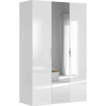 Šatní skříň Black Red White Flex 22 (bílá + lesk bílý + šedá) (se zrcadlem)