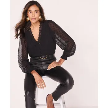 Dámská halenka Halenka z voálu s vytkávanými nopky černá 44