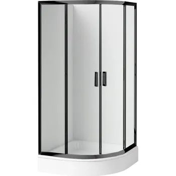 Deante Čtvrtkruhový sprchový kout Funkia 90x90 cm KDDZN51K, černá/transparent&nbsp;+ sprchová vanička bílá