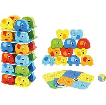 Dřevěná hračka Dřevěná balanční hra se slony