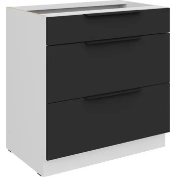 Kuchyňská skříňka Dolní šuplíková skříňka LUNARA - šířka 80 cm, černá / bílá