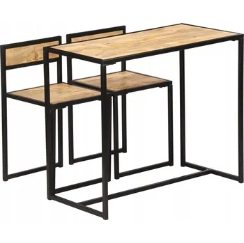 Jídelní set 3dílná jídelní souprava, masivní mangové dřevo