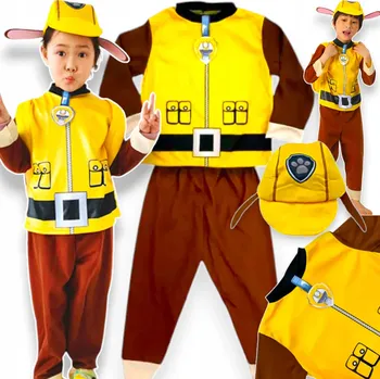 Karnevalový kostým Tlapková patrola KOSTÝM RUBBLE PŘEVLEK NA PÁRTY 3v1 ČEPICE VELIKOST M 110-116