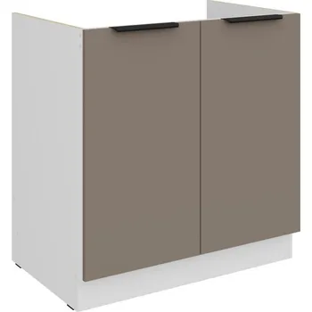 Kuchyňská skříňka Dřezová skříňka LUNARA - šířka 80 cm, tmavě béžová / bílá