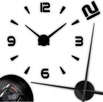 Hodiny NÁSTĚNNÉ HODINY MODERNÍ 3D EFEKT NALEPovací DIY ŘÍMSKÉ NA ZEĎ 70-130CM