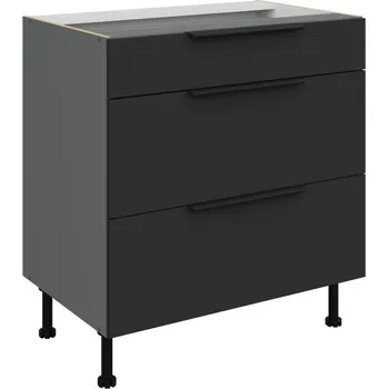 Kuchyňská skříňka Dolní šuplíková skříňka LUNARA - šířka 80 cm, černá / antracit