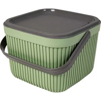 Úložný box KOŠÍK S VÍKEM A RUKOJETÍ 7 L, PLAST, ZELENÁ