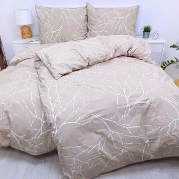 Povlečení Bavlněné povlečení 140x200 Větvičky béžové II.jakost Zapínání: zip