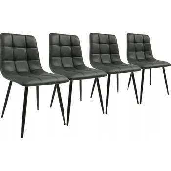 Jídelní židle 4 ŽIDLE ŠEDÉ ČALOUNĚNÉ MODERNÍ LOFT JÍDELNÍ ŽIDLE ČERNÉ NOHY DEN