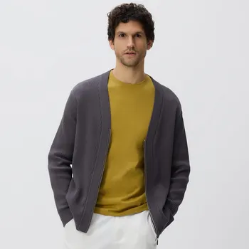 Pánský svetr Reserved - Zapínací kardigan - antracitová - 682HT-86X - 682HT-86X-XXL