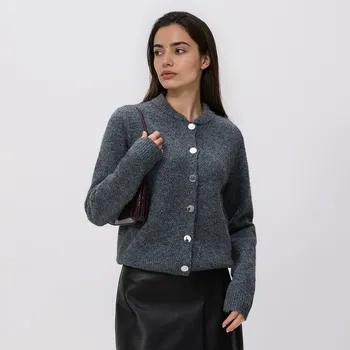 Dámský svetr Reserved - Kardigan s příměsí vlny - středně šedá - 259HI-85M - 259HI-85M-L