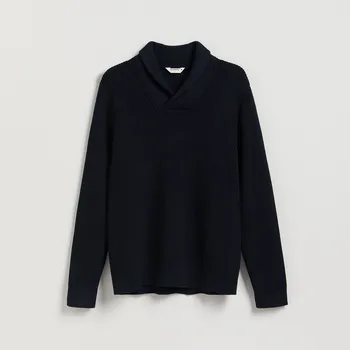 Pánský svetr Reserved - Strukturální svetr z bavlny - tmavomodrá - 072FR-59X - 072FR-59X-XXL