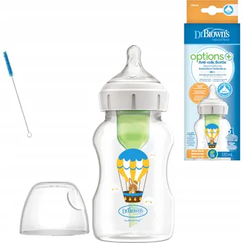 Kojenecká láhev Dr Brown's Kojenecká Láhev Anti-colic Options+ 330 ml s dudlíkem 3 m+ králík