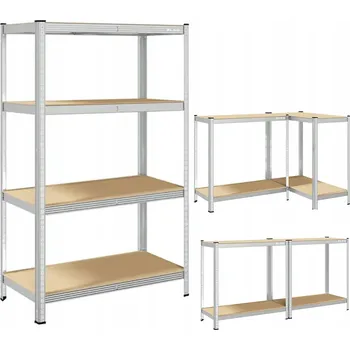 Dílenský regál Kovový regál do skladu, 150x75x30 cm, 4 police MDF, nosnost 150 kg na polici / 600 kg celkem, vhodný do garáže
