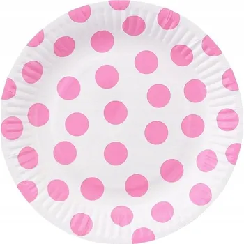 Talíř Papírové talířky Růžové puntíky 18 cm 6 ks