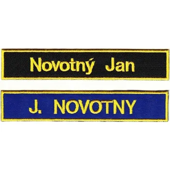 Nášivka Vojenská jmenovka AČR, Provedení: ČERNÁ / ŽLUTÁ nažehlovací