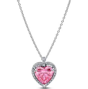 Oblečení a móda PANDORA náhrdelník Halo růžové srdce