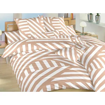 Francouzské bavlněné povlečení 200x200, 2x 70x90 KOMFORT Zebra světle hnědá
