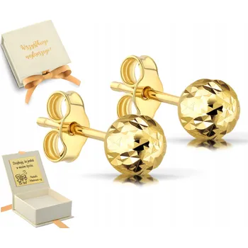 Náušnice ZLATÉ NÁUŠNICE S DIAMANTOVÝMI KULIČKAMI VELKÉ 8 MM STŘÍBRO 925