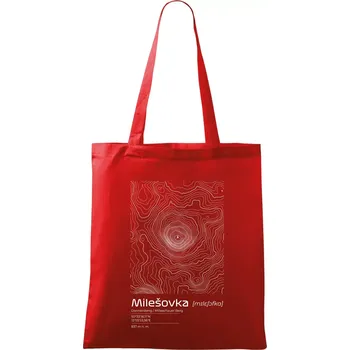Milešovka - vrstevnice v obdélníku - Taška bavlněná - 42 x 38 cm ( Červená )