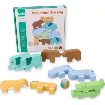Dřevěná hračka dřevěná balanční hra a skládačka zvířátka 3+