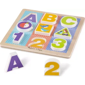 Dřevěná hračka Dřevěná puzzle ABC-123 pro malé děti