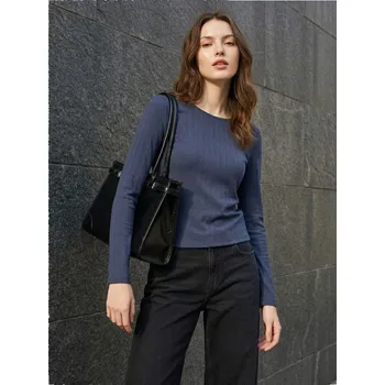 Dámská halenka Sinsay - Bavlněná pruhovaná blůza s dlouhými rukávy - modrá - 042HA-55X - 042HA-55X-S