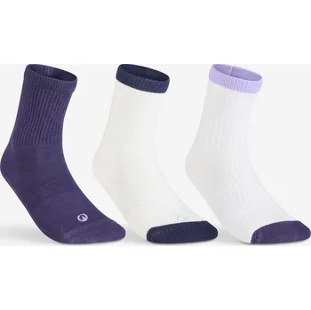 DECATHLON Vysoké tenisové ponožky RS500 3 páry 43/46 BÍLÁ|FIALOVÁ