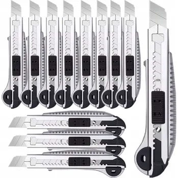 Pracovní nůž Sada 12 x NŮŽ NA TAPETY KOVOVÝ 18 mm PRACOVNÍ NŮŽ VÝSUVNÝ VÝMĚNNÝ NŮŽ