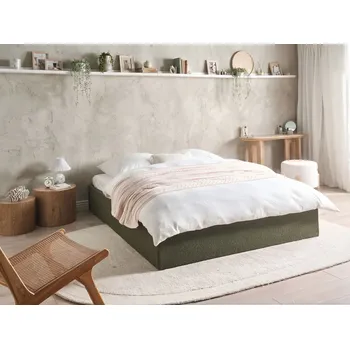 Postel Postel s úložným prostorem tmavě zelená buklé čalounění 160 x 200 cm rám postele s roštem moderní styl ložnice Beliani