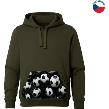 Chlapecká mikina ZÁHOŘÍ Rudel ZÁHOŘÍ Dětská mikina s kapsou a kapucí - zelená fotbalová Velikost: 110