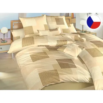 Povlečení Bavlněné francouzské povlečení 240x220, 2x 70x90 KOMFORT Patrik béžový