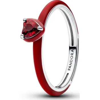 Prsten PANDORA prsten Červené srdce s čakrou 50