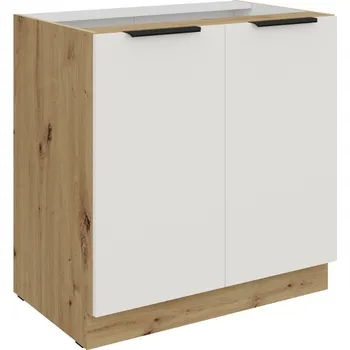 Kuchyňská skříňka Dolní dvoudveřová skříňka LUNARA - šířka 80 cm, bílá / dub artisan
