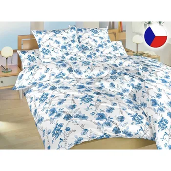 Povlečení flanel Kvítí modré na bílém 2x 70x90, 220x200