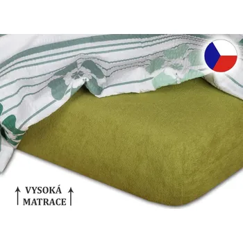 Froté prostěradlo na vysokou matraci 90x200 EXCLUSIVE Olivová