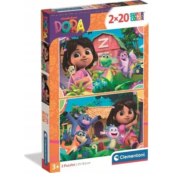 Puzzle PUZZLE 2X20 SUPER BARVA DORA, CLEMENTONI