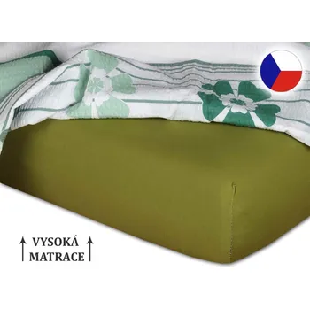 Prostěradlo Jersey prostěradlo na vysokou matraci 90x200x25 EXCLUSIVE Olivová